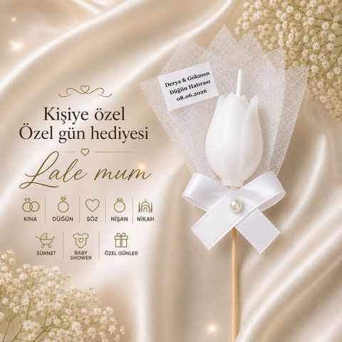 Kişiye Özel Lale Mum Hediyelik – Düğü...